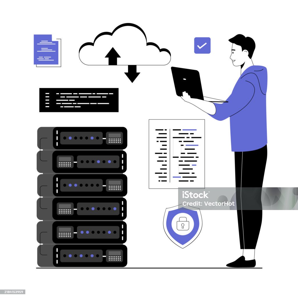 Cloud Developer Images Cloud Computing Storage Concept Man Developer Working At Laptop Coding ...