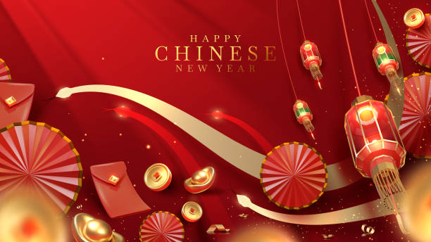 istock Chinese New Year background with bright lanterns with realistic 3D Chinese New Year elements, elegant style poster design concept for the Year of the Snake. 2184162757