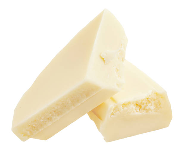 istock White chocolate bar with pieces isolated on white background. Delisious white Chocolate macro 2184163756