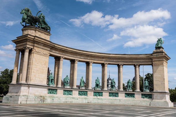 Panoramic View of the Colonnade at Heroes' Square, Budapest - Hungary.