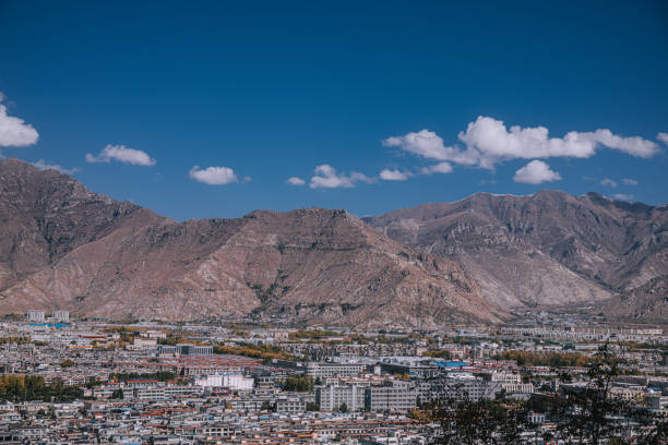 Ancient temple on a hill top in Tibet, China