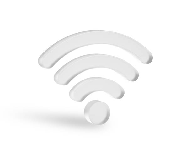 istock 3D glass wifi icon on white background 2184165323