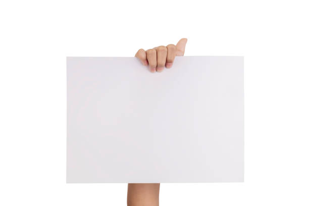 istock Human hands holding blank advertising card isolated on white background with clipping path. 2184167308