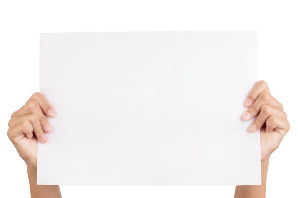 istock Human hands holding blank advertising card isolated on white background with clipping path. 2184167456