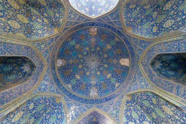 istock Imam Mosque, a blue and white tiled ceiling in a building, Isfahan, Iran 2184167749