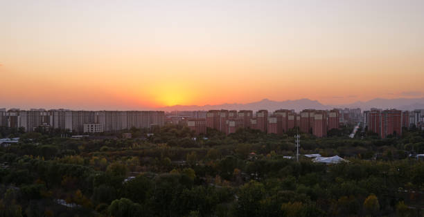 The urban architectural landscape viewed from the Beijing Olympic Tower, Beijing, China