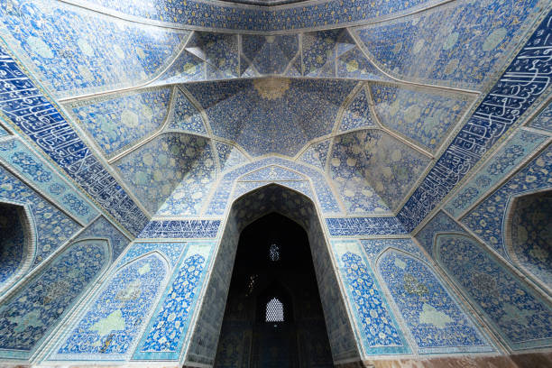 istock Imam Mosque, a blue and white tiled ceiling in a building, Isfahan, Iran 2184168056