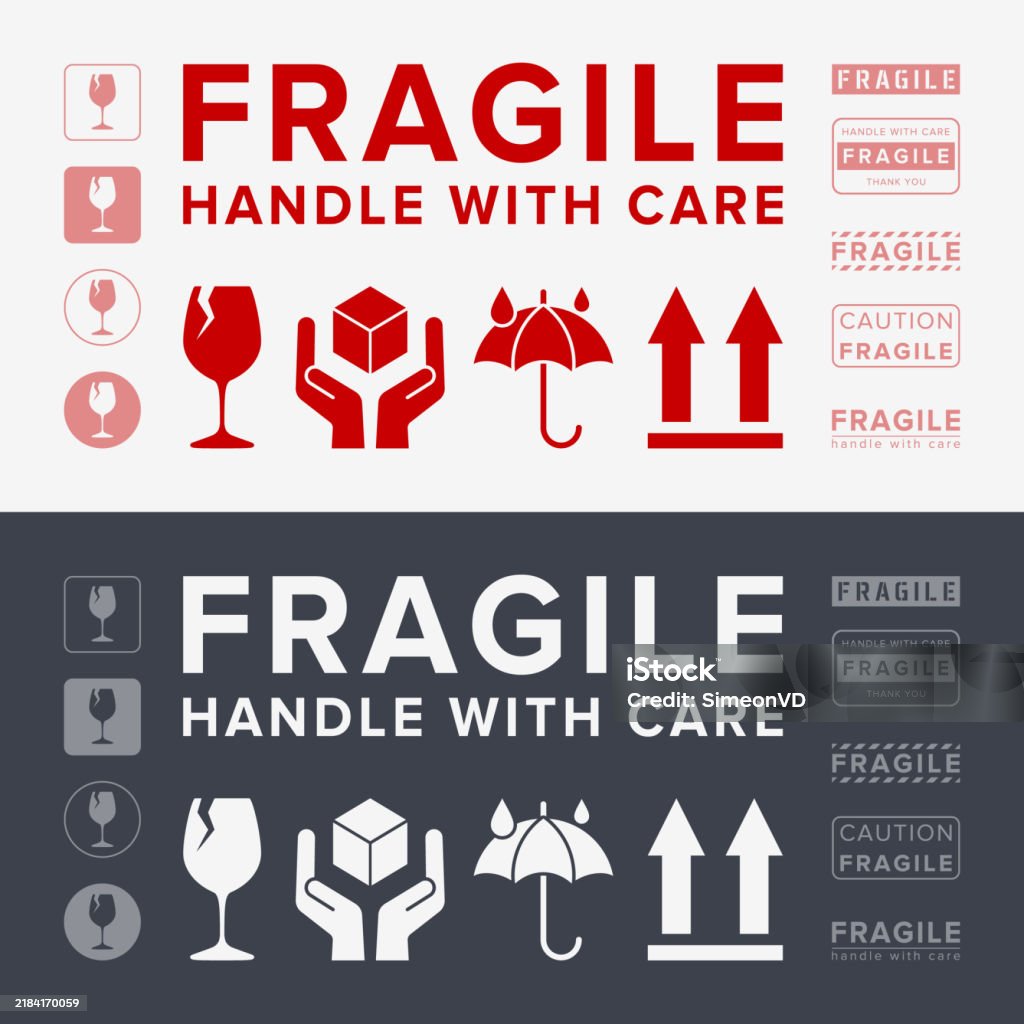 Hanling Sign Fragile Handle With Care Packaging Symbol Use As Sign And Label ...