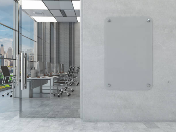 istock Blank Mock up Sign on the Wall in Modern Office Interior 2184173014