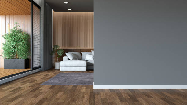 istock Modern Living Room Interior with Empty Gray Wall 2184173099