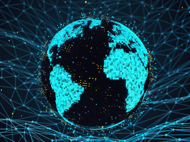 istock Virtual planet Earth with Particles and Lines. Plexus World 2184173110