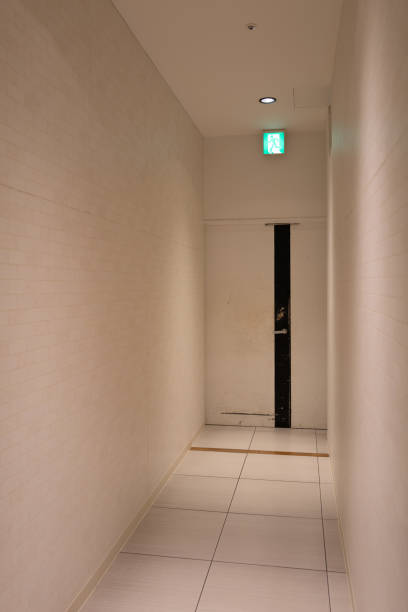 istock Narrow white rooms and wall materials. 2184174083