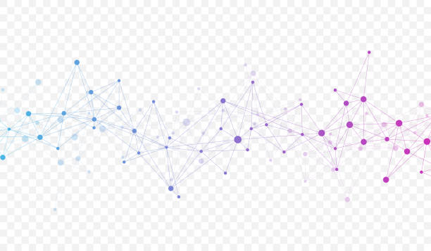 ilustraciones, imágenes clip art, dibujos animados e iconos de stock de connecting dots and lines. abstract geometric plexus style background. hand drawn vector art - nodo datos