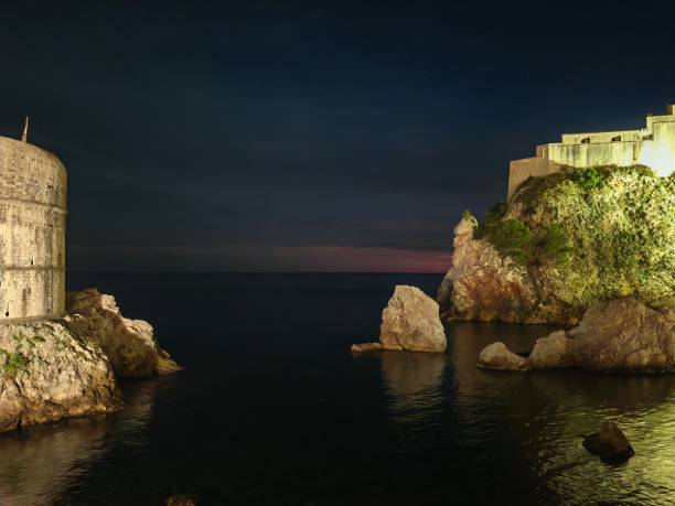 istock Dubrovnik Old Town Fortification at night 2184180784