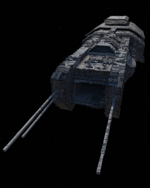 istock Spaceship Carrier with Starfield Background 2184184728