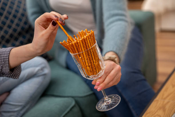 istock Discover an Eyecatching and Stylish Snack Presentation Using Pretzel Sticks in a Glass 2184186247