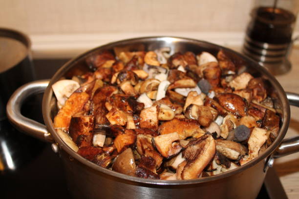 istock Chopped mushrooms are boiled in a large saucepan 2184187999