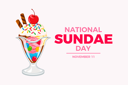 Sundae Lettering National Sundae Day Poster Vector Illustration Stock Illustration ...