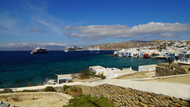 istock Mykonos Little Venice photo from the old windmills 2184189257