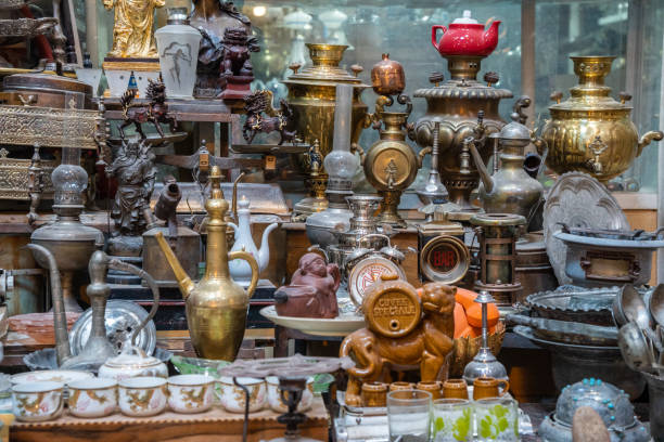 istock Antique display featuring a clock with clock written on it, Kashan, Iran 2184189585