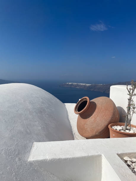 istock Blue Sky and White Rooftop in Santorini Greece 2184191153