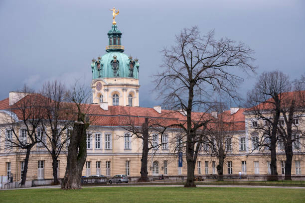 Berlin, Germany - May 2019: Charlottenburg Palace courtyard and Statue of Friedrich Wilhelm I