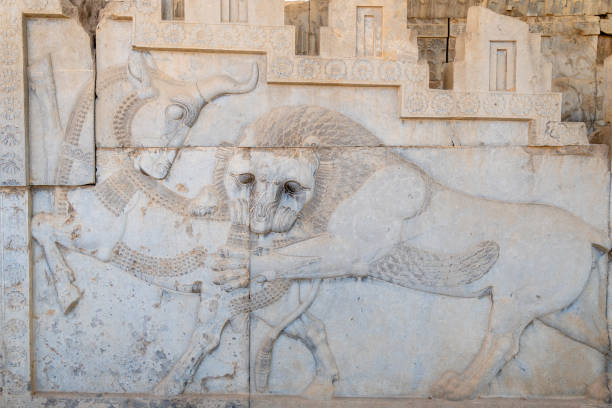 istock Persepolis, beautiful stone archway stands tall with a blue sky, Iran 2184200760