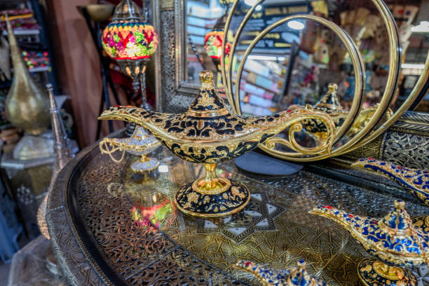 istock Oriental Aladdin magic lamp made of gold 2184201876
