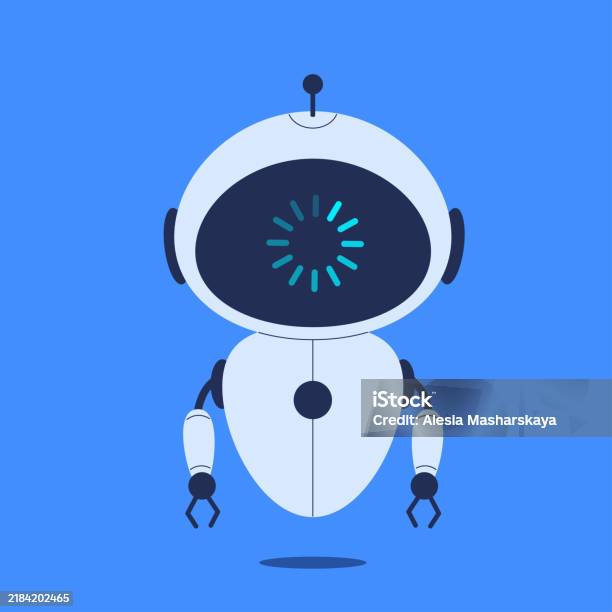 Robot With Loading Screen Display Vector Illustration For Tech Themed ...