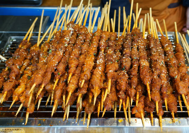 beef skewer prepared for barbecue party