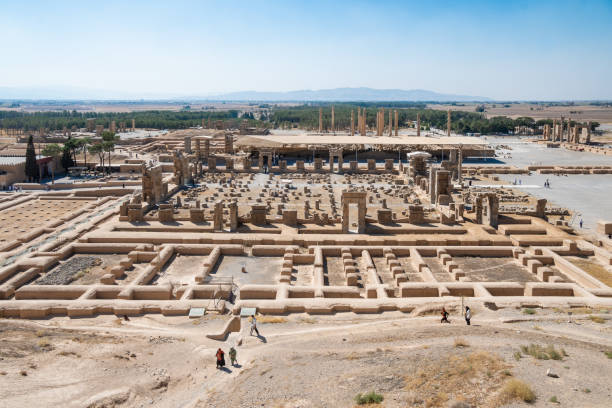 istock Persepolis, beautiful stone archway stands tall with a blue sky, Iran 2184205844