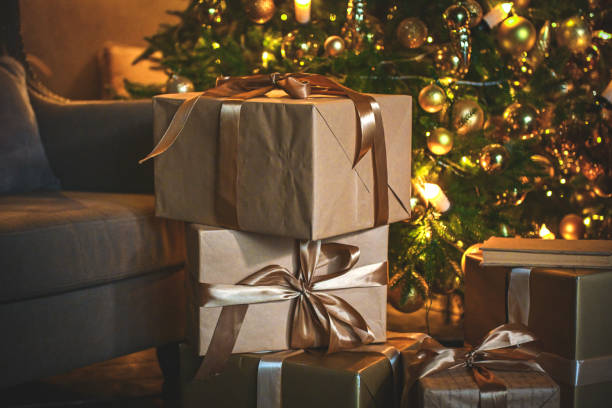 istock Christmas tree and Christmas decorations in home interior 2184212818