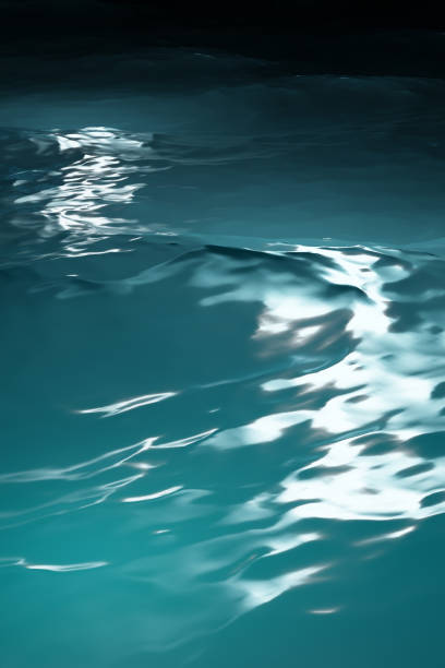Turquoise night sea in moonlight, moon path on waves. Vertical photo for smartphones, realistic 3d rendering.