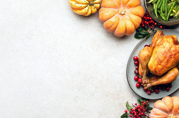 concept de dîner de thanksgiving avec espace vide pour un texte - thanksgiving photos et images de collection