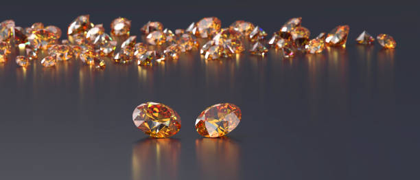 istock Brown diamond topaz Gem placed on glossy background 3d rendering soft focus 2184222564