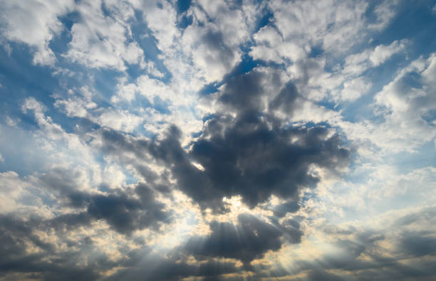 Black and white empty sky with storm clouds