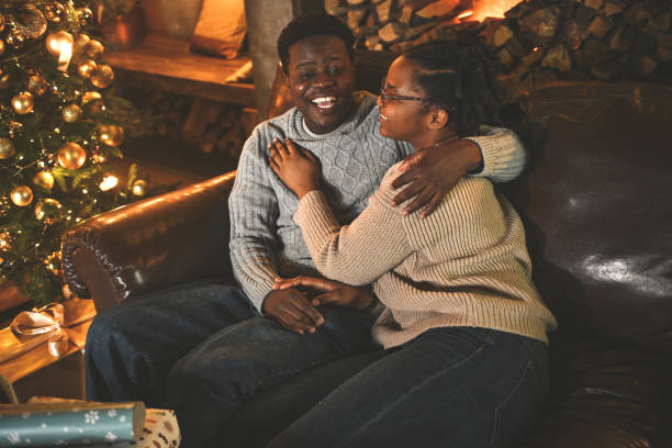 istock Young couple celebrate christmas 2184226008