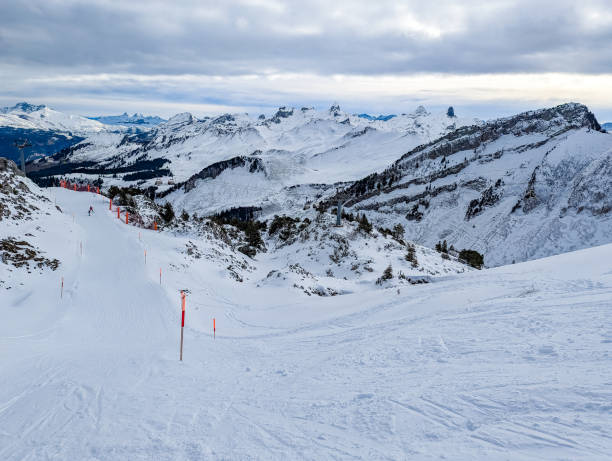 istock Snow covered mountains and ski slopes, ski area Stoos 2184226997