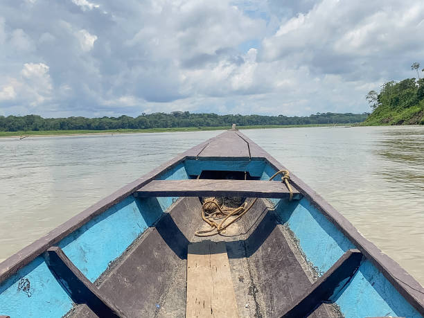 istock Front view of traditional wooden boat on the Amazon River 2184228718