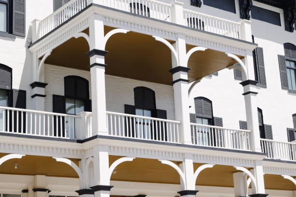 On June 10, 2024 this is a view of the architectural designed on a white building in the downtown area of Wichita Kansas