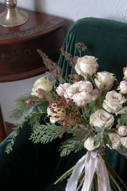 istock Bridal bouquet for a winter wedding 2184229919