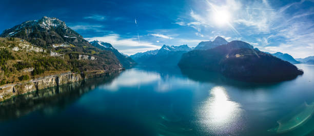 istock Panoramic drone view of Brunnen and  Ingenbohl, Switzerland 2184230643