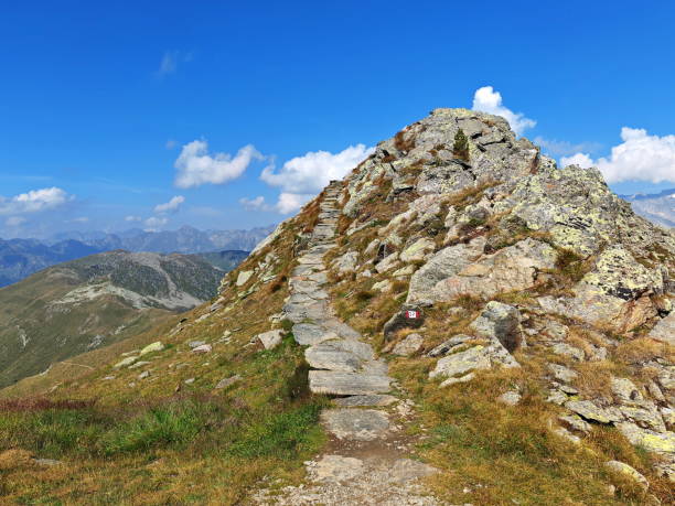 istock A winding stone path leads to a mountain peak under a bright blue sky on the Monte Spico (the Speikboden) ridge 2184232470