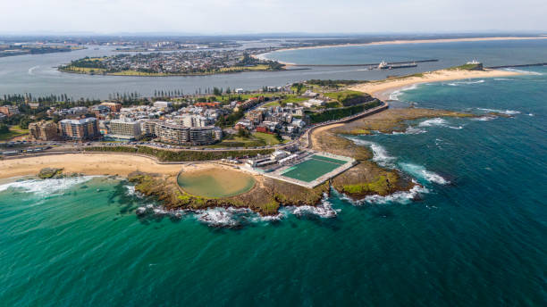 istock Aerial view of the Newcastle ocean baths. 2184235994