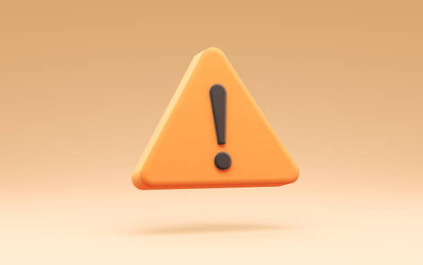 3d Render Red and White Hazard Warning Sign on Pastel Yellow Background (Depth Of Field)