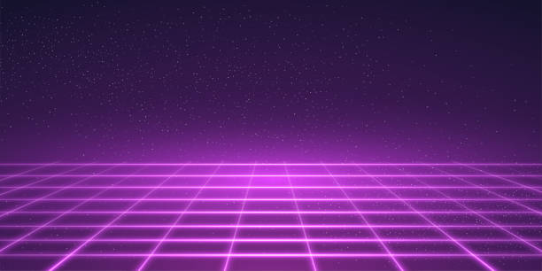 Neon purple grid background. Pink digital game pattern. Abstract futuristic vector illustration. Magenta wireframe perspective backdrop Neon purple grid background. Pink digital game pattern. Abstract futuristic vector illustration. Magenta wireframe perspective backdrop. minecraft floor patterns stock illustrations