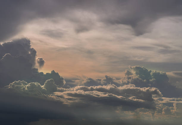 The sky is being covered with amazing clouds. Beautiful clouds like a heaven sky toward the light, Concept idea of Imaginative clouds nature, Nature abstract composition for background wallpaper and textures, Space for text, Selective focus.