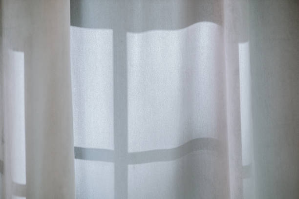 Morning light gently filters through sheer curtains, casting soft shadows on the wall. The tranquil atmosphere creates a peaceful and inviting space ideal for relaxation.