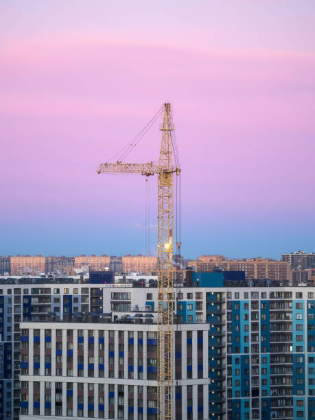 istock cranes against the pink sky 2184255723