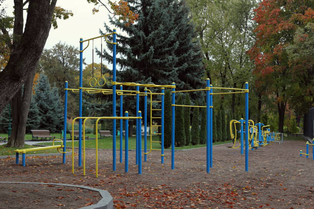 istock Sports ground in an autumn park. 2184261120